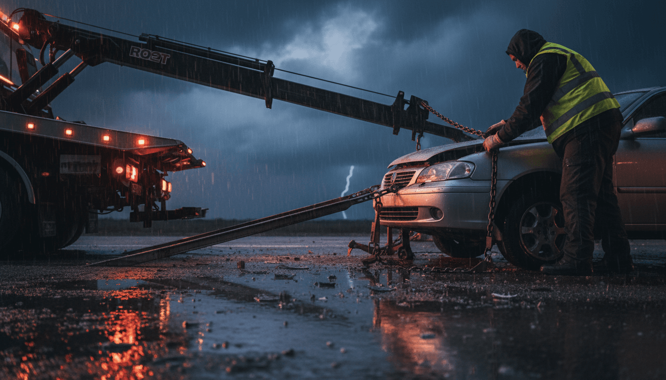 Heavy-duty towing of damaged vehicles